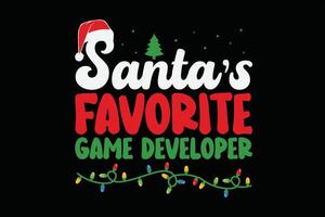 papai noel favorito jogos desenvolvedor Natal camiseta Projeto vetor