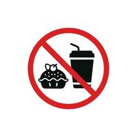 não Comida e bebidas permitido ícone símbolo. não comendo ícone isolado em branco fundo vetor