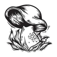 ilustração em vetor cogumelo preto e branco