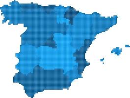 mapa de espanha de forma quadrada azul sobre fundo branco. ilustração vetorial. vetor