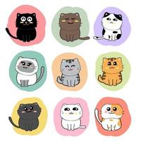 vetor de conjunto de desenho de gatos fofos