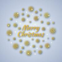 Natal volta bandeira com ouro flocos de neve e sombras em cinzento fundo e inscrição alegre Natal. vetor ilustração