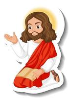 adesivo de personagem de desenho animado jesus cristo em fundo branco vetor