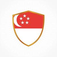 Vetor de bandeira de Singapura com moldura de escudo