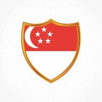 Vetor de bandeira de Singapura com moldura de escudo