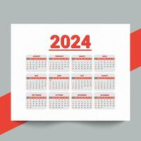 mínimo estilo 2024 página calendário para Novo ano modelo Projeto vetor