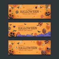 conjunto de banner de halloween vetor