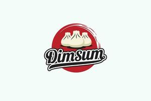 dimsum logotipo com lindo rotulação. chinês bolinho de massa Comida vetor