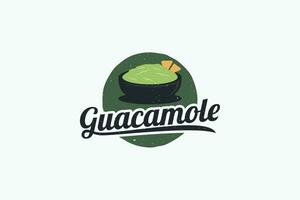 guacamole logotipo com lindo rotulação. guacamole é uma tradicional mexicano Comida fez a partir de abacate, adicionado com limão e sal. vetor