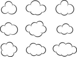 silhueta de vetor de nuvens do céu. conjunto de ícones de nuvem.