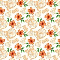 borboletas, bicicleta, flores vetor desatado padronizar em uma verão tema. Projeto para capas, invólucro papel, cumprimento cartões, verão bandeiras, Casamento convites.