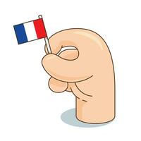 mão Salve  França bandeira forrado estilo ilustração vetor gráfico.