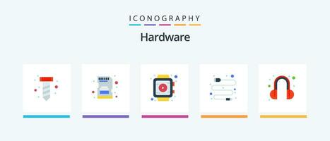 hardware plano 5 ícone pacote Incluindo . assistir. apoiar. fone de ouvido. criativo ícones Projeto vetor