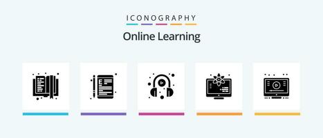 conectados Aprendendo glifo 5 ícone pacote Incluindo aprender. Ciência. escola. monitor. jogar. criativo ícones Projeto vetor