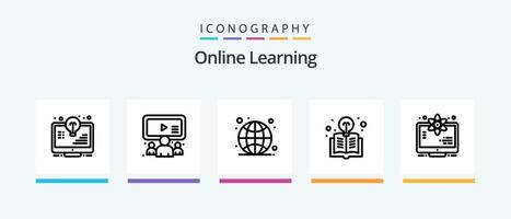 conectados Aprendendo linha 5 ícone pacote Incluindo lápis foguete. vídeo. on-line. on-line. Educação. criativo ícones Projeto vetor