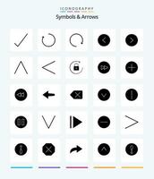 criativo símbolos Setas; flechas 25 glifo sólido Preto ícone pacote tal Como anterior. seta. esquerda. acima. seta vetor