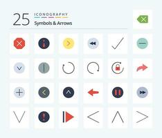 símbolos Setas; flechas 25 plano cor ícone pacote Incluindo esconder. círculo. certo. marcação. Verifica vetor