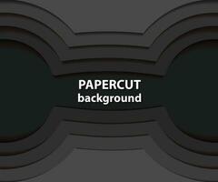 de fundo vector com formas de corte de papel preto. Estilo de arte de papel abstrato 3d, layout de design para apresentações de negócios, panfletos, cartazes, impressões, decoração, cartões, capa de brochura.