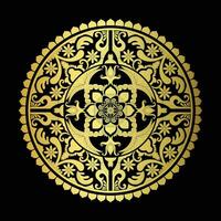 dourado mandala, circular forma, dourado rolagem flores vetor