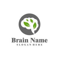 natureza cérebro logotipo Projeto vetor. criativo cérebro com folha logotipo conceitos modelo vetor