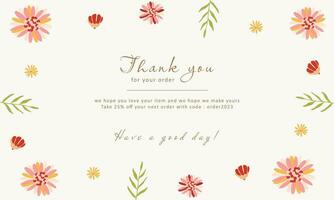 obrigado você cartão com colorida floral decoração fundo Projeto vetor