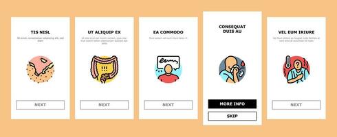 doença sintoma saúde onboarding ícones conjunto vetor