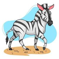 zebra engraçado personagem animal no estilo cartoon. vetor