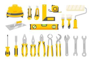 conjunto de ferramentas mecânicas vetor. ferramentas de construção para reparos domésticos. vetor
