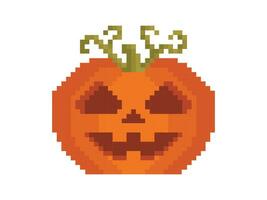 assustador dia das Bruxas estação laranja jack-o-lanterna abóbora com videiras, pixel arte dia das Bruxas abóbora ícone vetor