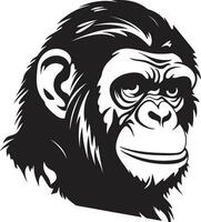 intrincado primata emblema noir chimpanzé ícone elegância dentro naturezas majestade Preto vetor macaco