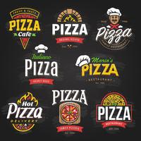 Pizza Emblemas Definir vetor