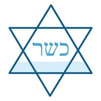 kosher certificado, kosher compatível, judaico dietético leis, rabinicamente aprovado. usar isto ícone para significar este seu produtos estão certificado kosher, cumprindo com judaico dietético leis e padrões. vetor