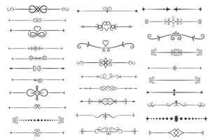 página divisor e Projeto elementos. conjunto do vários simples Preto divisor projeto, sortido divisor coleção modelo vetor. coleção do floral divisores elementos mega decoração para caligrafia. vetor