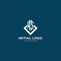 inicial Como logotipo quadrado losango com linhas, moderno e elegante logotipo Projeto vetor