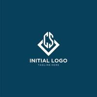inicial cs logotipo quadrado losango com linhas, moderno e elegante logotipo Projeto vetor