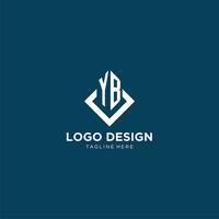 inicial yb logotipo quadrado losango com linhas, moderno e elegante logotipo Projeto vetor
