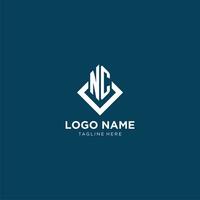 inicial nc logotipo quadrado losango com linhas, moderno e elegante logotipo Projeto vetor