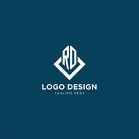 inicial ro logotipo quadrado losango com linhas, moderno e elegante logotipo Projeto vetor