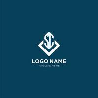 inicial sc logotipo quadrado losango com linhas, moderno e elegante logotipo Projeto vetor