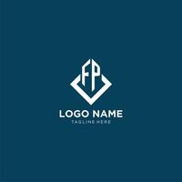 inicial fp logotipo quadrado losango com linhas, moderno e elegante logotipo Projeto vetor
