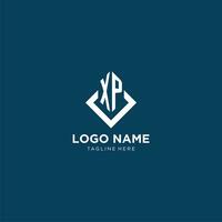 inicial xp logotipo quadrado losango com linhas, moderno e elegante logotipo Projeto vetor
