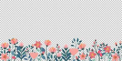 desatado horizontal fronteira com verão colorida selvagem flores, floral natureza padronizar vetor ilustração