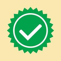 aprovado ícone. verde aprovado Estrela adesivo. perfil verificação. aceitar distintivo. verde Carraça símbolo, ícone, placa dentro verde cor. feito. confirmado conta ícone. verde Verifica marca. vetor