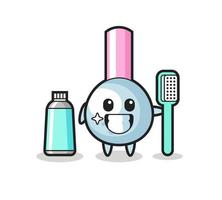 ilustração de mascote de cotonete com escova de dentes vetor