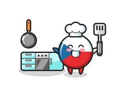 Ilustração de personagem distintivo da bandeira tcheca enquanto um chef está cozinhando vetor