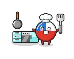 ilustração do personagem do emblema da bandeira do Chile enquanto um chef está cozinhando vetor