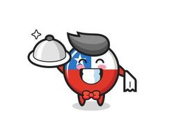 personagem mascote do emblema da bandeira do Chile como garçom vetor