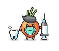 personagem mascote da cenoura como dentista vetor