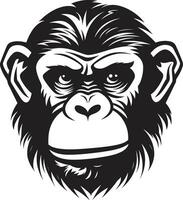 majestoso macaco ícone uma trabalhos do natural beleza esculpido dentro Preto chimpanzé emblema dentro monocromático vetor