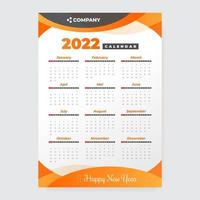 Modelo de calendário 2022 vetor